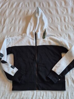 Xersion girls XL or 16 full zip hoodie sweatshirt, has pockets black/white NEW